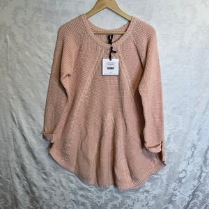 Agnes & Dora Cable Pullover Blush Pink Sweater‎ Size L Chunky Long Tunic Style